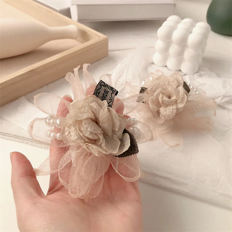 Flower Pearl Hair Ties