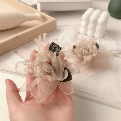 Flower Pearl Hair Ties