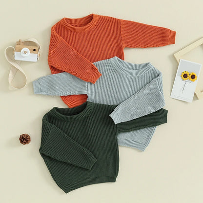 Basic Cotton Long Sleeve Sweater - PAMU8