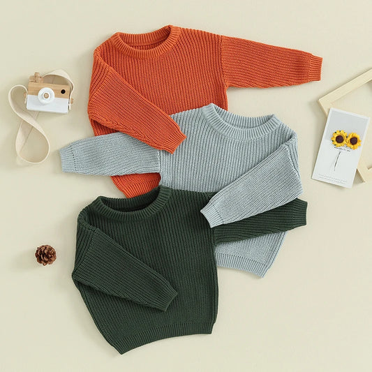Basic Cotton Long Sleeve Sweater - PAMU8