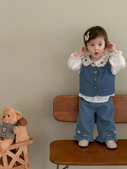 Girls Embroidered Rabbit Blouse