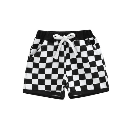 Checkerboard Print  Short Pants
