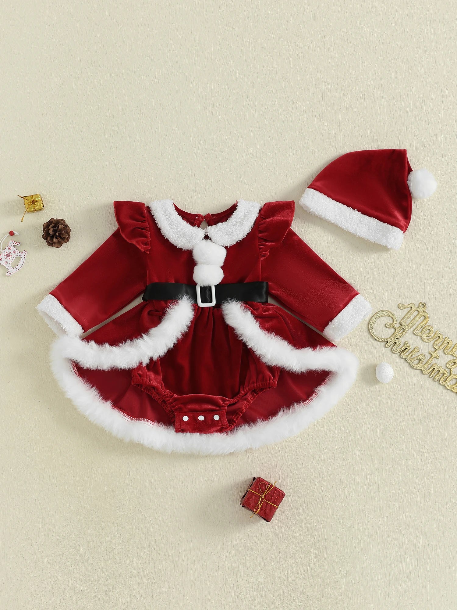 Plush Patchwork Christmas Jumpsuit