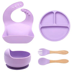 Baby Silicone Tableware Set, Suction Bowls and Utensils