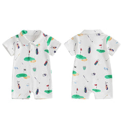 Baby Golf Romper, Half-Button Lapel Summer Jumpsuit