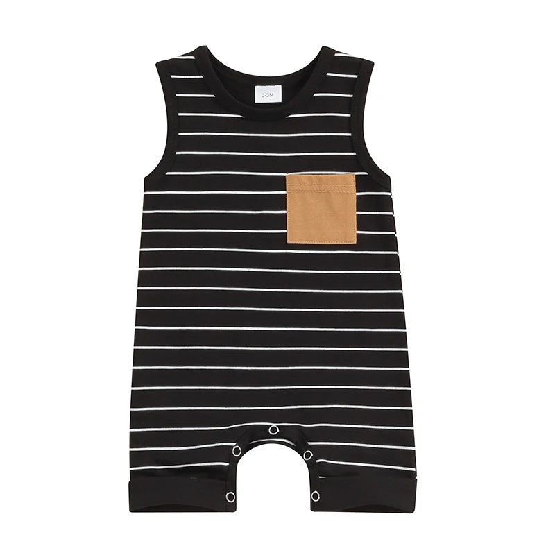 Striped Print Sleeveless Jumpsuit