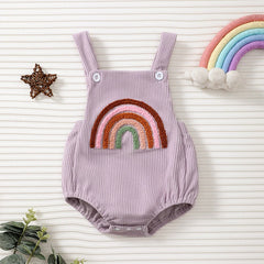 Rainbow Strawberry Embroidery Romper