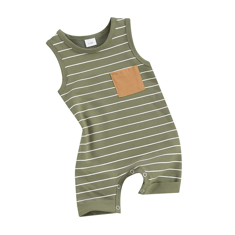 Striped Print Sleeveless Jumpsuit