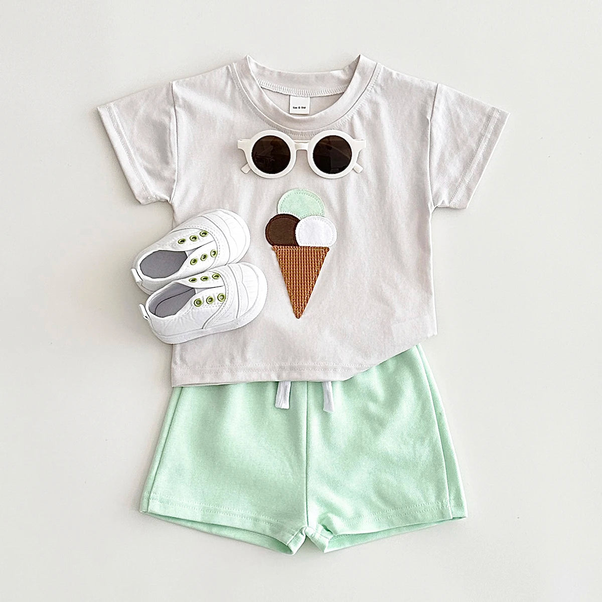 Baby Ice Cream Print T-shirt+Shorts