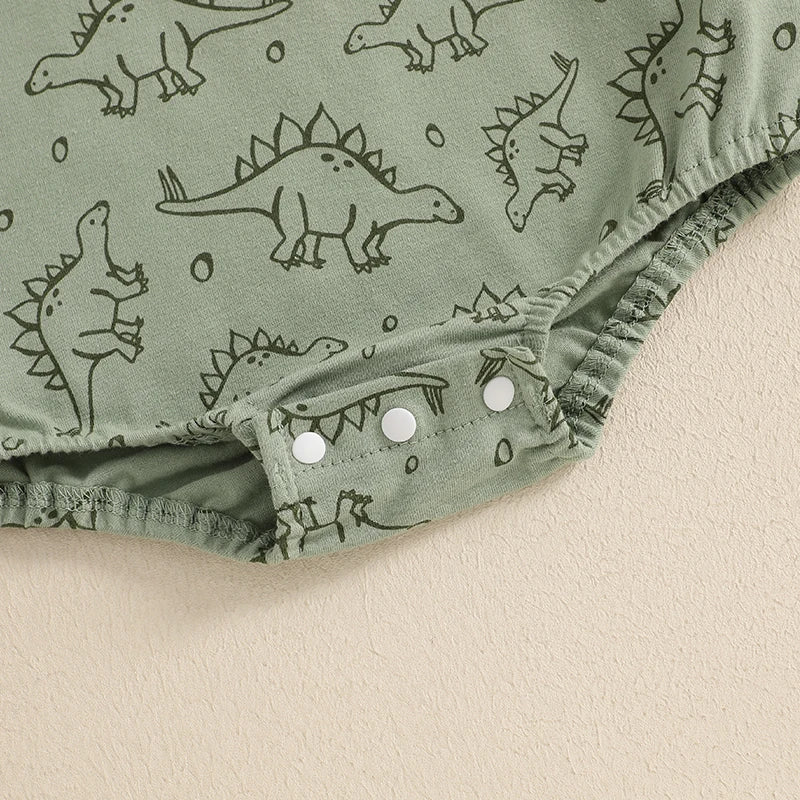 Baby Boys' Dinosaur Romper, Short-Sleeve Summer Bodysuit