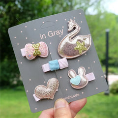 Kids' Cartoon Hair Clips, 5-Piece Princess Hairpin Set