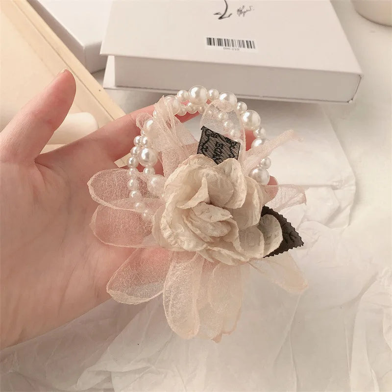 Flower Pearl Hair Ties