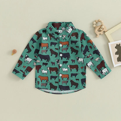 Cow Print Long Sleeve Tops