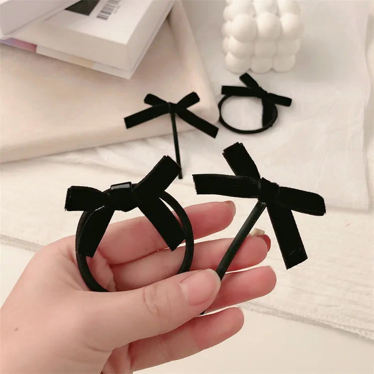 Velvet Bow Elastic Hairpins
