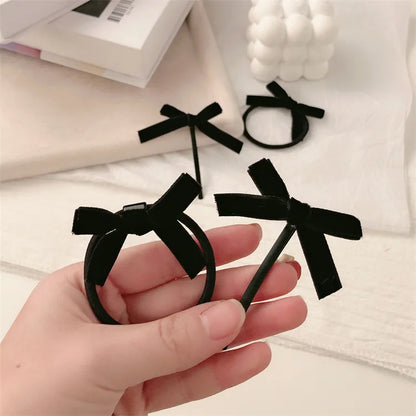 Velvet Bow Elastic Hairpins