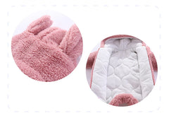 Plush Bear Hooded Baby Romper, Warm Fall Jumpsuit