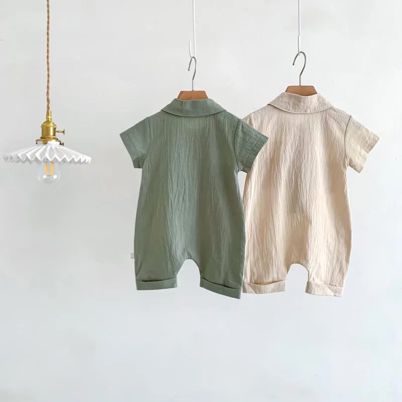 Lapel Button Up Romper