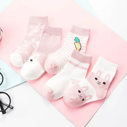 5 Pairs Cute Cat Baby Socks