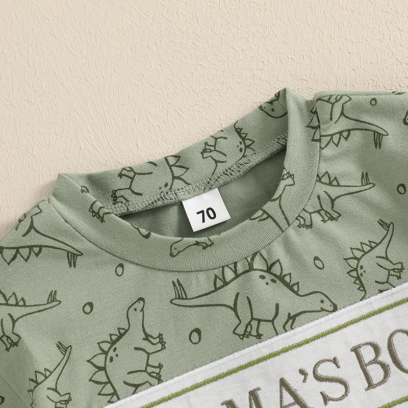 Baby Boys' Dinosaur Romper, Short-Sleeve Summer Bodysuit