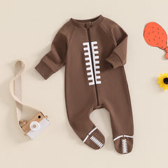 Newborn Football Romper, Long-Sleeve Baby Jumpsuit