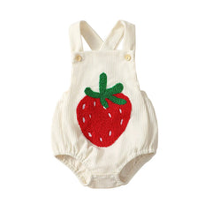 Rainbow Strawberry Embroidery Romper