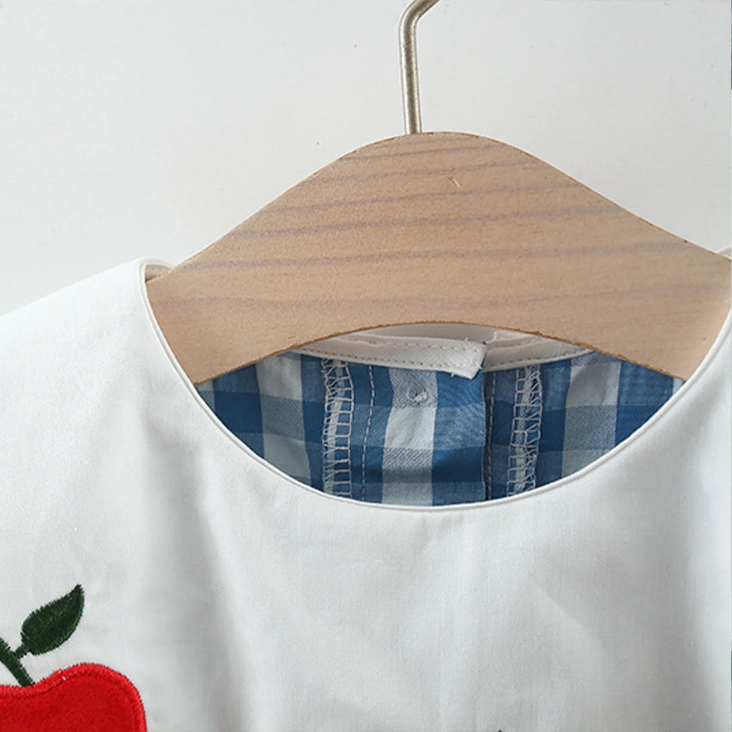 Girls' Dress Summer Children's Wear Apple Embroidered Lace Doll Collar Plaid Contrast Sleeveless Children's Dress