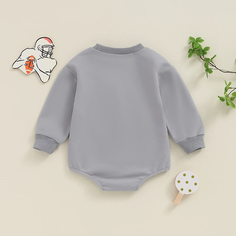 Baby Football Embroidery Bodysuit, Long-Sleeve Fall Romper