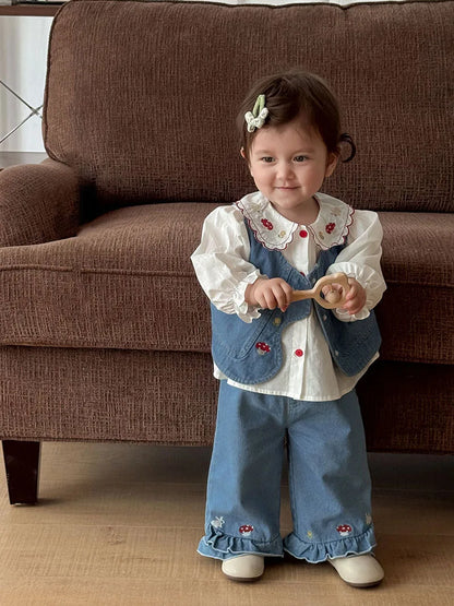 Girls Embroidered Rabbit Blouse