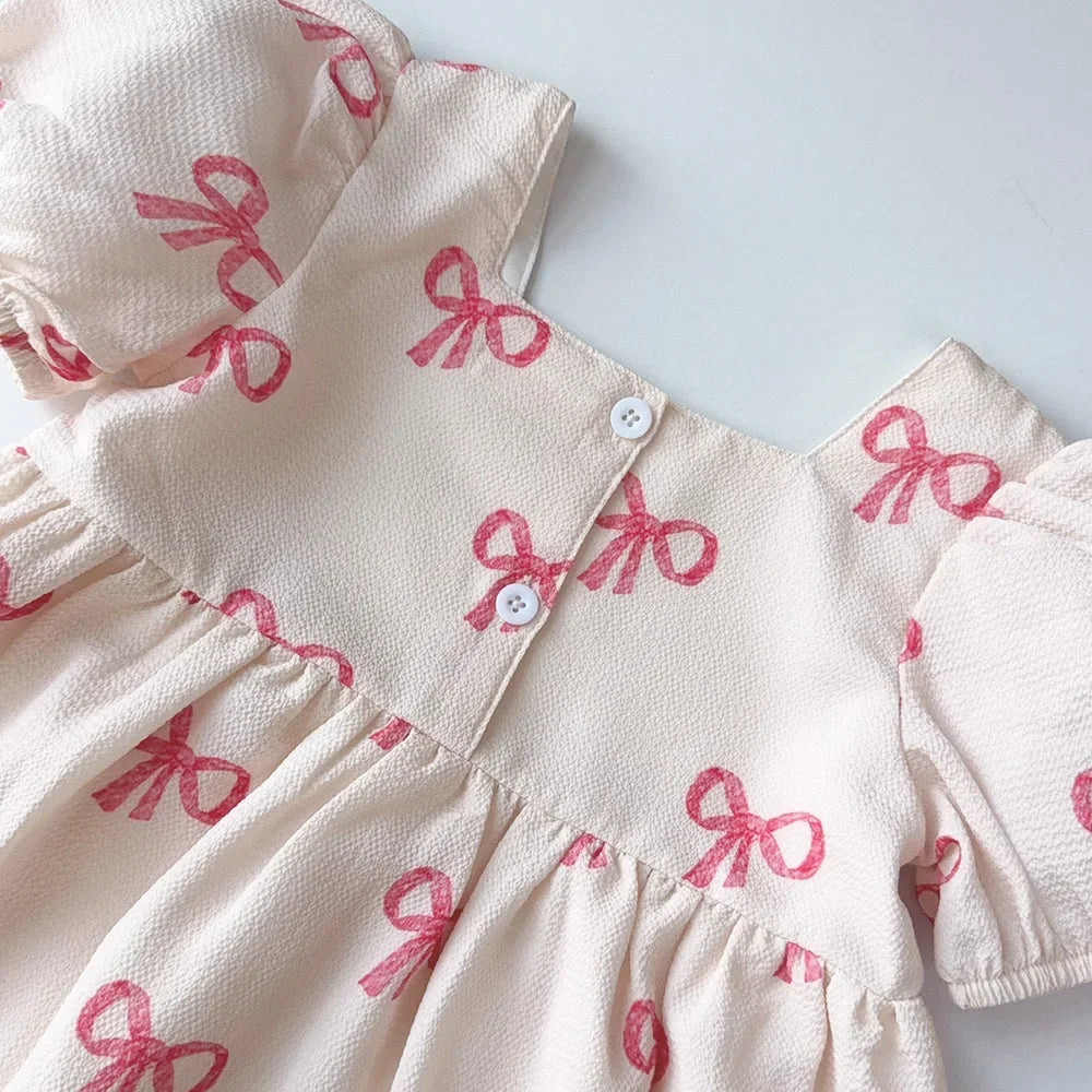 Girls Bow Print Dress