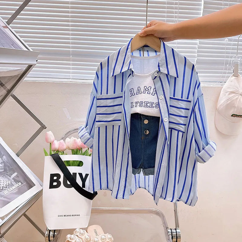 Kids Stripe Shirt Shorts Set