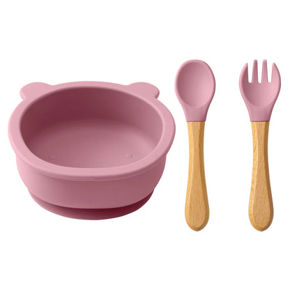 Wooden Handle Spoon Fork Bowl