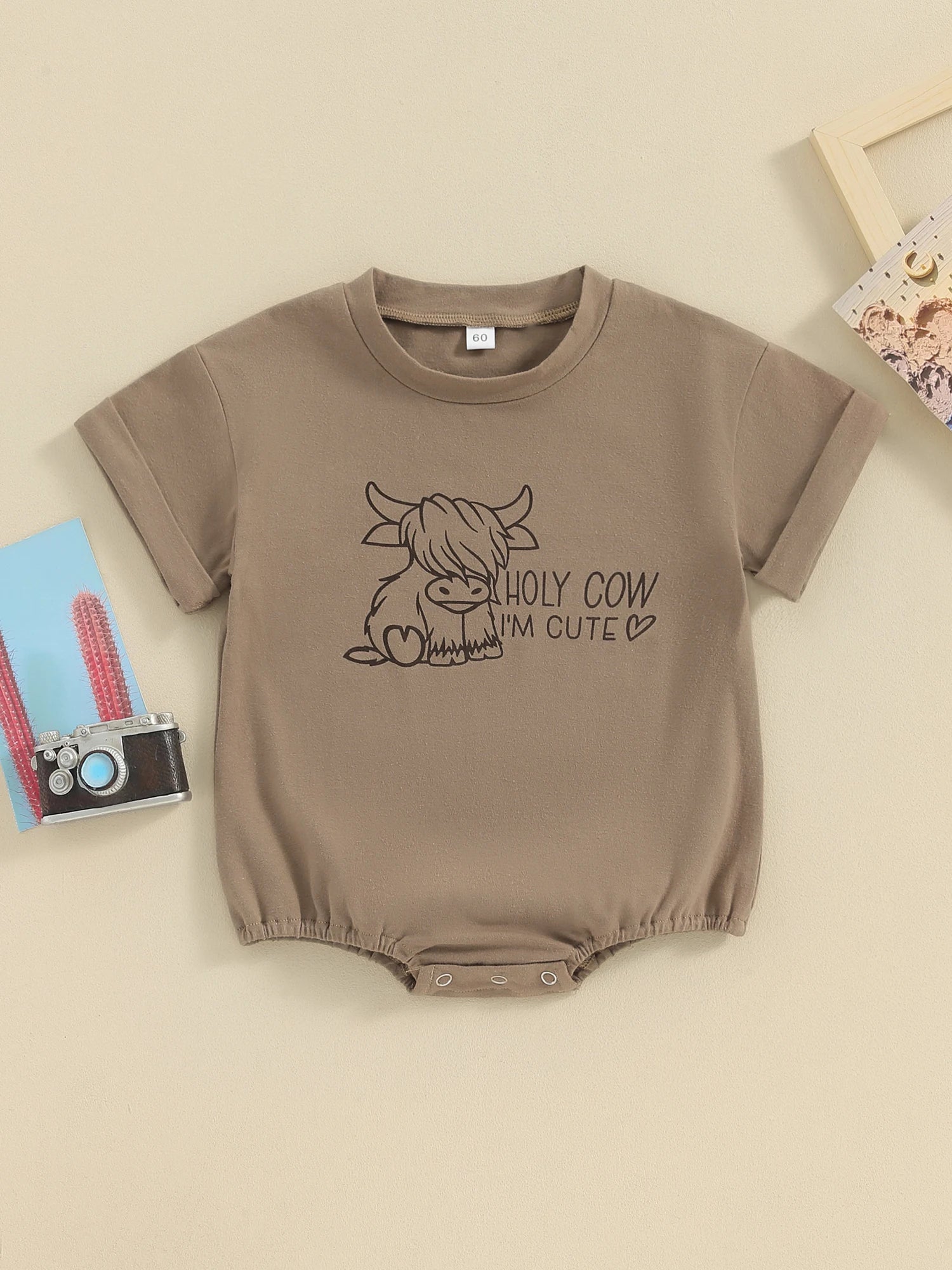 Baby Bubble Romper, Western Cow Print Summer Jumpsuit