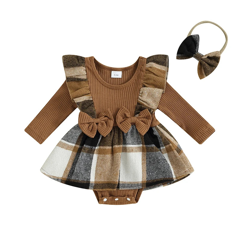 Newborn Baby Girls Autumn Romper Dress - PAMU8