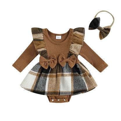 Newborn Baby Girls Autumn Romper Dress - PAMU8