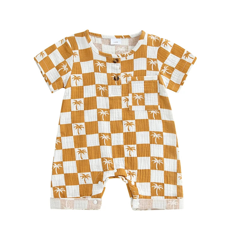 Checkered Tree Print Playsuit