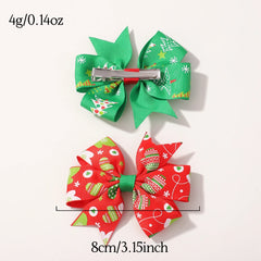 Girls' Christmas Bow Hair Clips, Pinwheel Barrette Set