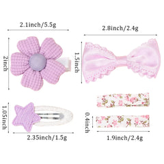 Baby Girls' Bow Hair Clips, 5-Piece Colorful Set