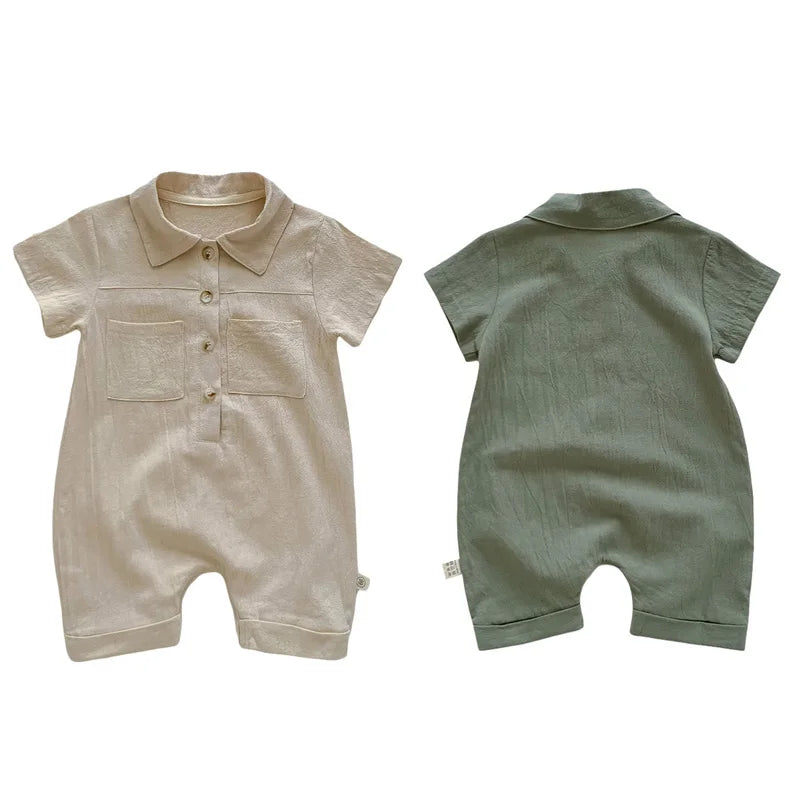 Lapel Button Up Romper
