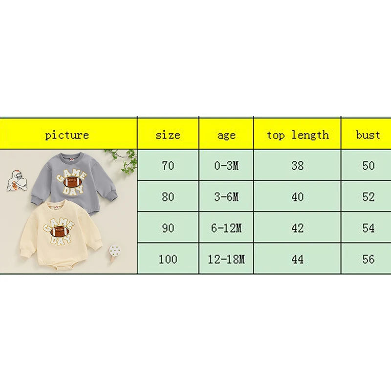 Baby Football Embroidery Bodysuit, Long-Sleeve Fall Romper