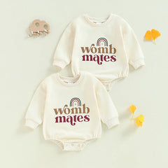 Baby Sweatshirt Romper – Rainbow Letter Print Long-Sleeve Jumpsuit for Newborn & Toddler