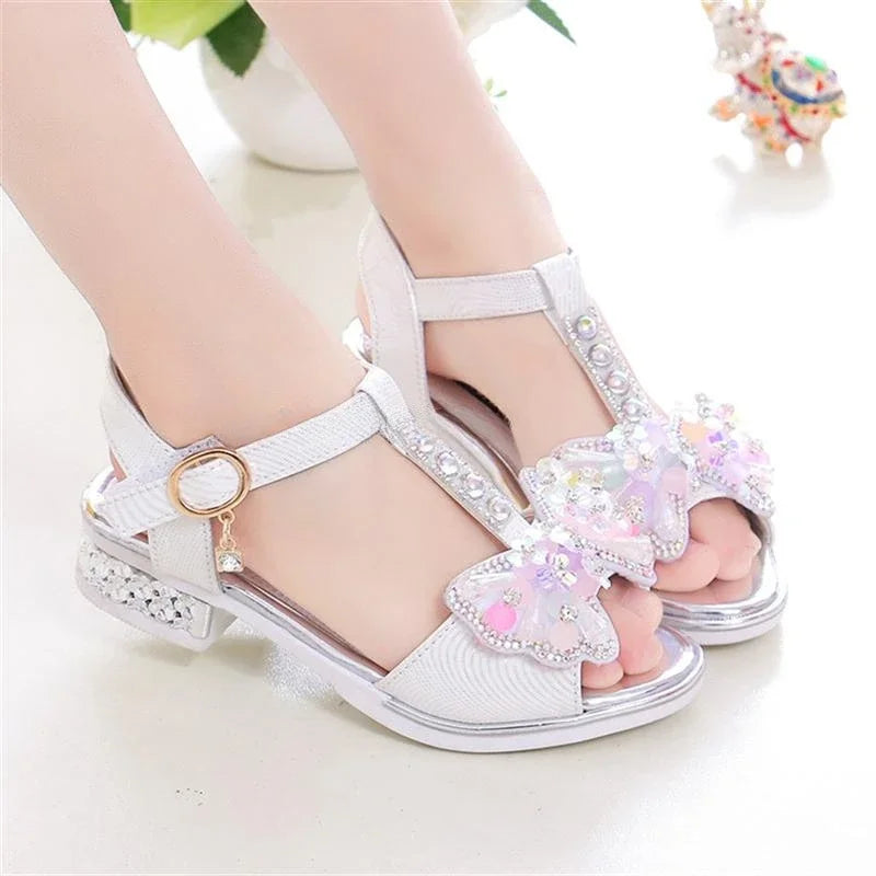 Girls' Bow Dress Sandals, Flat Summer Party Shoes