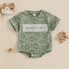 Baby Boys' Dinosaur Romper, Short-Sleeve Summer Bodysuit