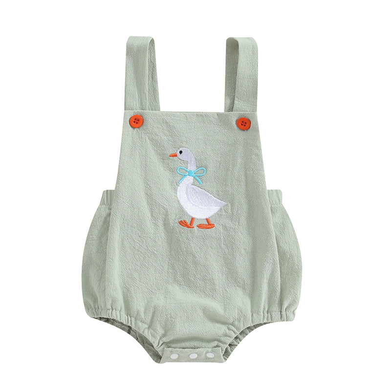 Baby Girl Duck-Print Sleeveless Romper Jumpsuit