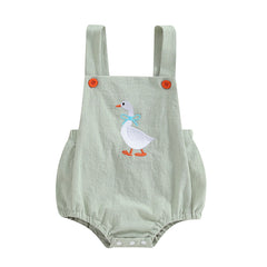 Baby Girl Duck-Print Sleeveless Romper Jumpsuit