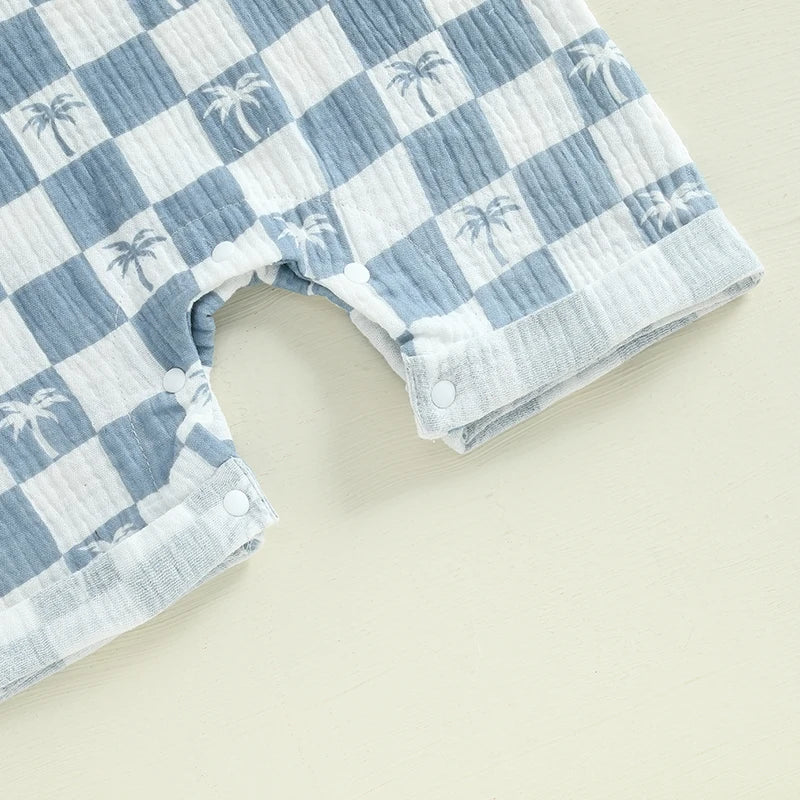 Checkered Tree Print Playsuit