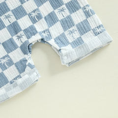 Checkered Tree Print Playsuit