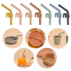 Baby Feeding Bowl with Straw, Reusable Toddler Dish