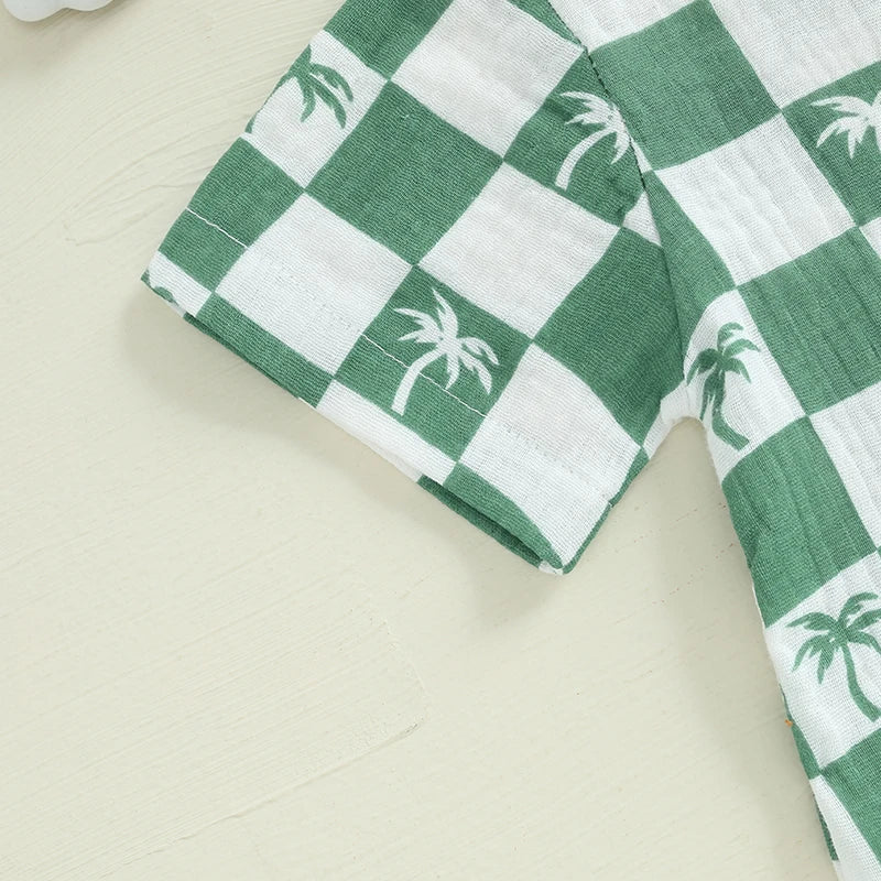 Checkered Tree Print Playsuit