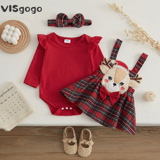 Ruffle Long Sleeve Christmas Romper