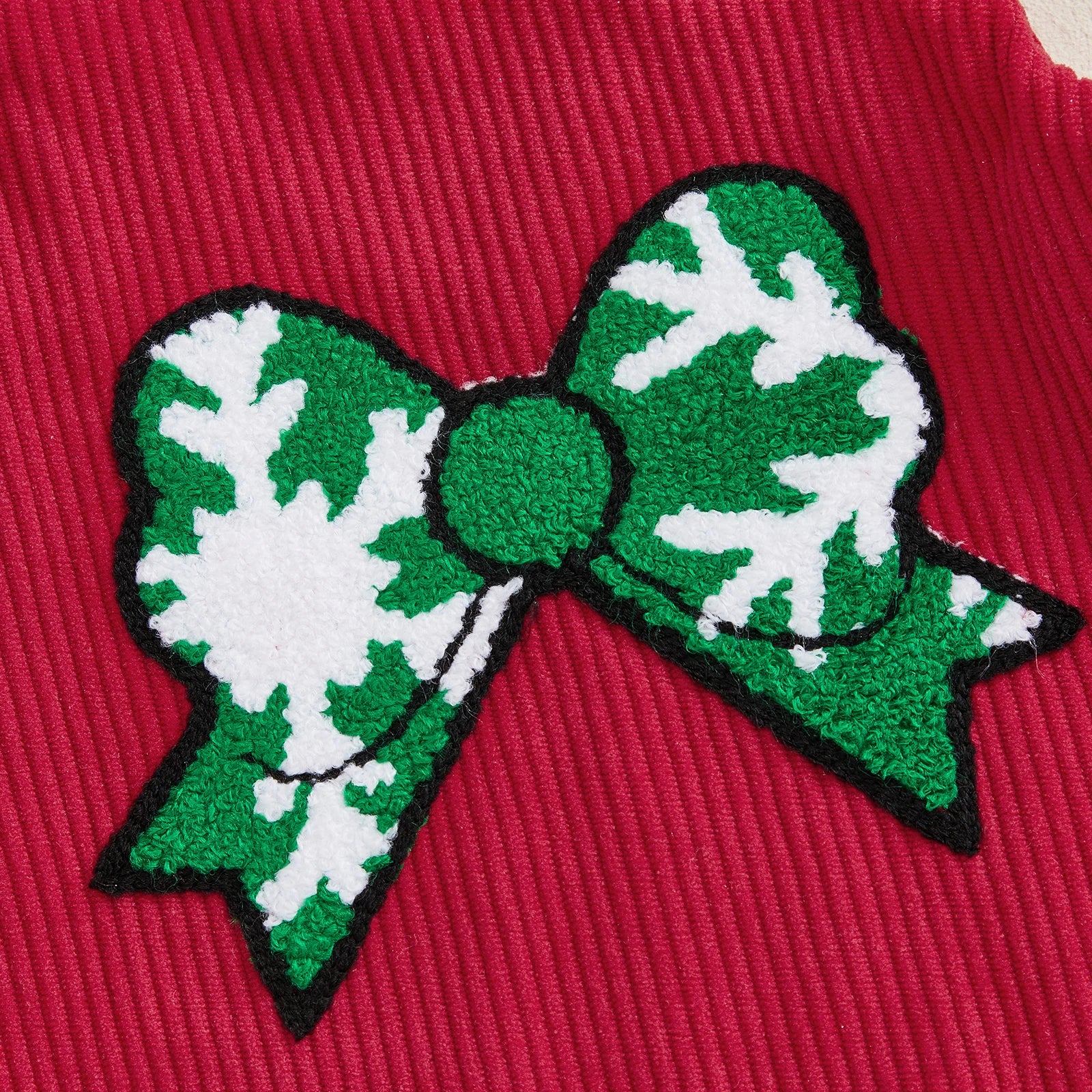 Embroidery Bow Christmas Bodysuit